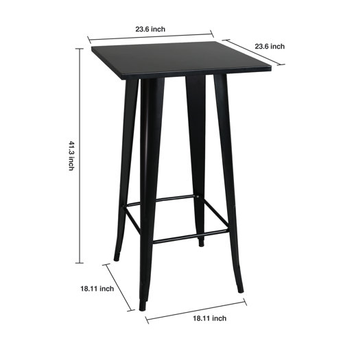 SIMPOL HOME Modern Bar Table, Black Industrial Bar Table，Square Dining